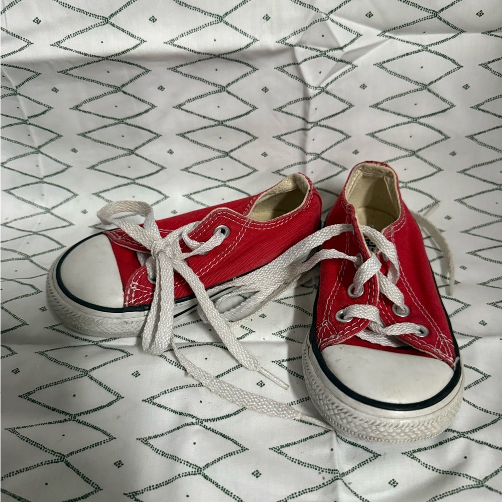 Converse Kids Red Canvas Low-Top Sneakers with White Laces
